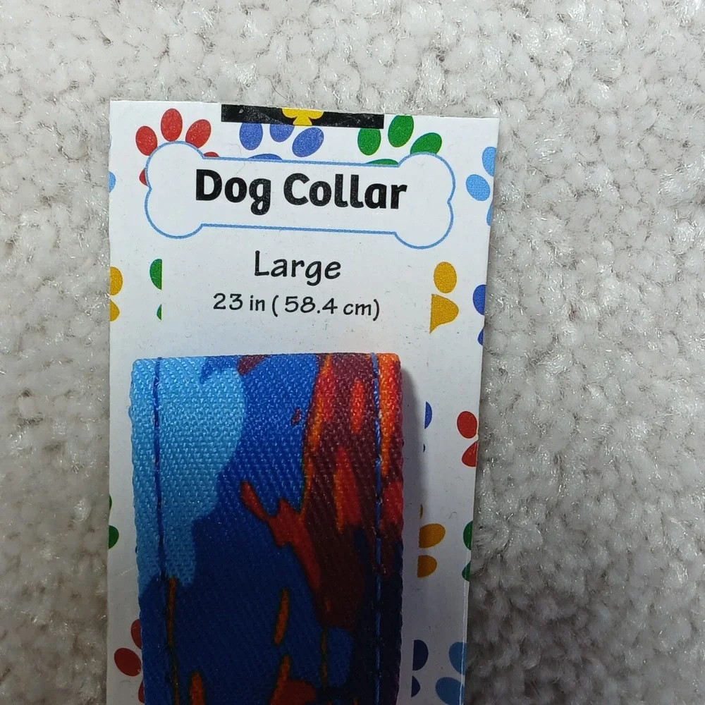 New Heavy Duty Nylon Multi Color Clip On/Off Pet Collar Large 23 In